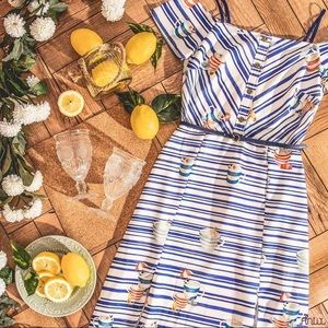 😸 💙Antix Blue & White Striped Midi Cat Dress